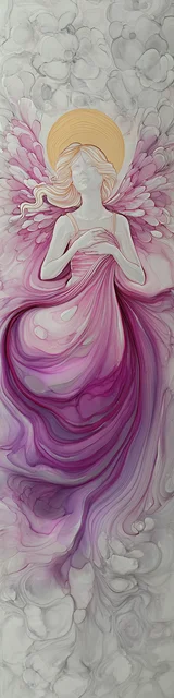 Free abstract angel art bookmark featuring a swirly magenta dress abstract angel